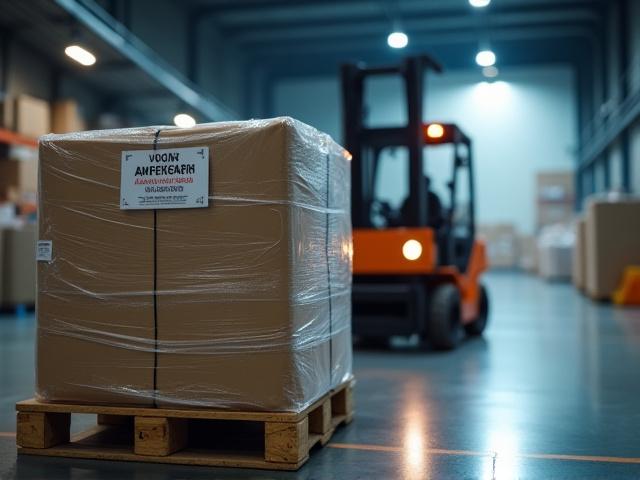 LTL shipping pallet being loaded